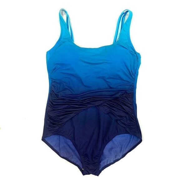 LANDS’ END Blue Ombré One Piece Swimsuit - Picture 1 of 8